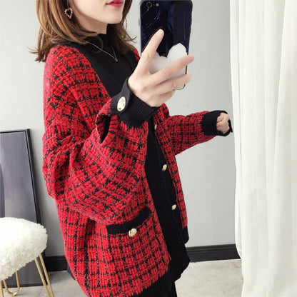 Women's Thick Plaid Cardigans