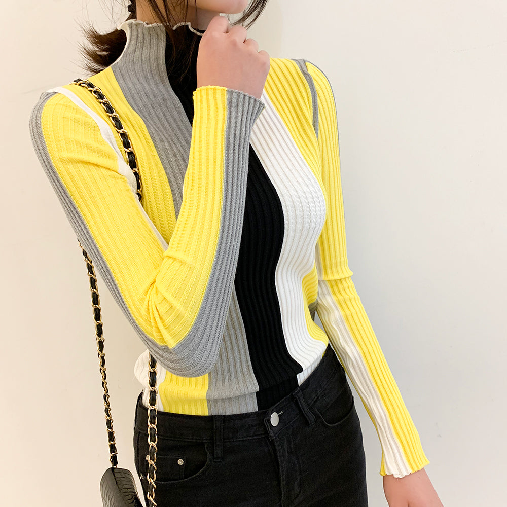 Women's Slim Color Striped Sweaters