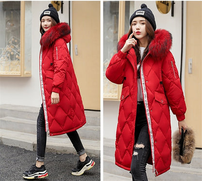 Women's Fur Hooded Slim Long Parka