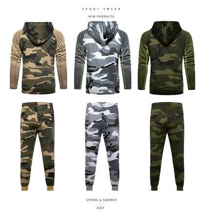 Men's Tactical 2-Piece Set – Camouflage Military Hoodie & Pants, Combat Outdoor Training Uniform