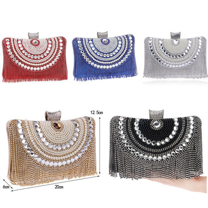 Womens Rhinestone Tassel Messenger Bags