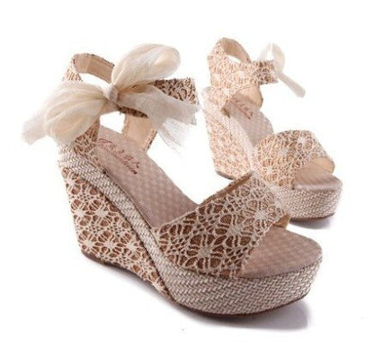 Hot Lace Leisure Women Wedges Heeled Shoes – 2025 Summer Sandals, Party Platform High Heels for Women