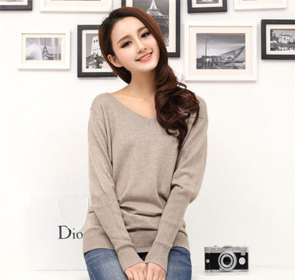 Women's V Neck Soft Cashmere Sweaters