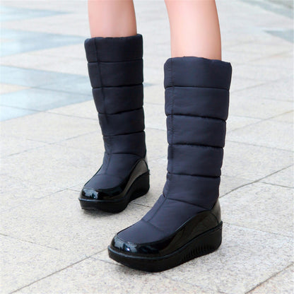 Womens Warm Leather Snow Knee High Boots Shoes