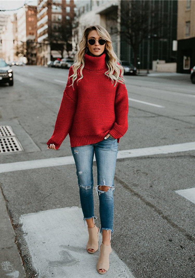 Women's Turtleneck Warm Casual Winter Oversized Sweaters