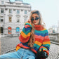 Rainbow Colors Knit Oversized Sweaters