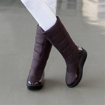 Womens Warm Leather Snow Knee High Boots Shoes