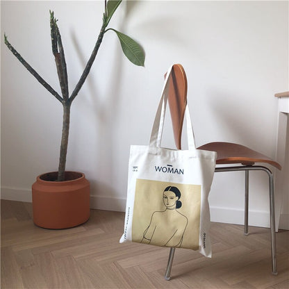 Women's Canvas Shoulder Bag – Henri Matisse Painting Print, Eco-Friendly Pure Cotton Tote, Feminina Shopping Handbag