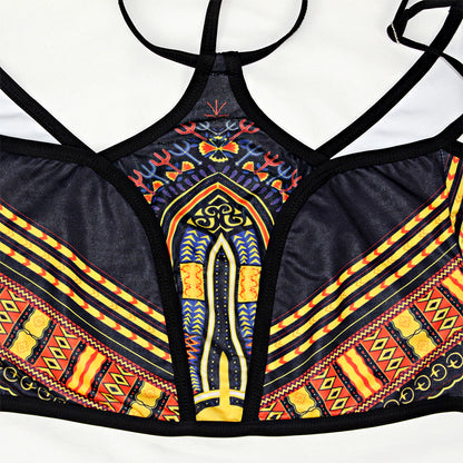 Womens Long Sleeve Creative Sexy African Style Bathing Suit Bikini