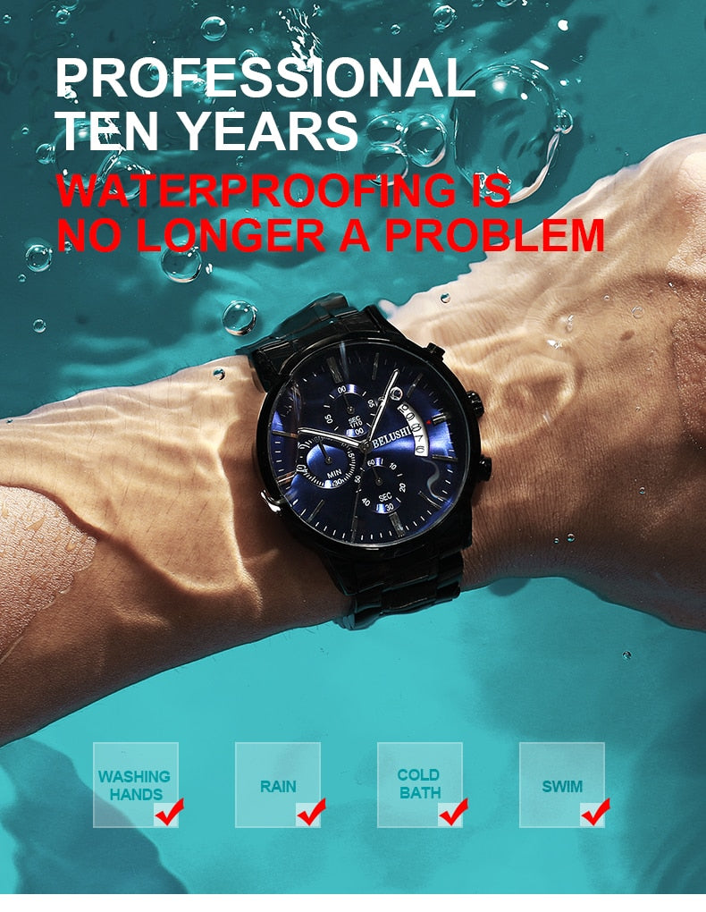 Mens Stainless Steel Waterproof Sport Type Watches