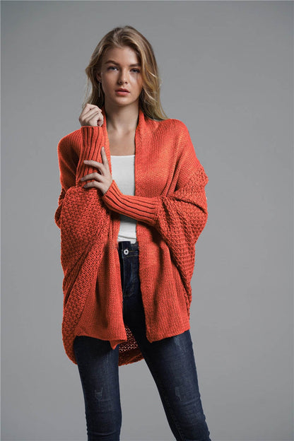 Ocher Batwing Sleeve Oversized Cardigan Sweater