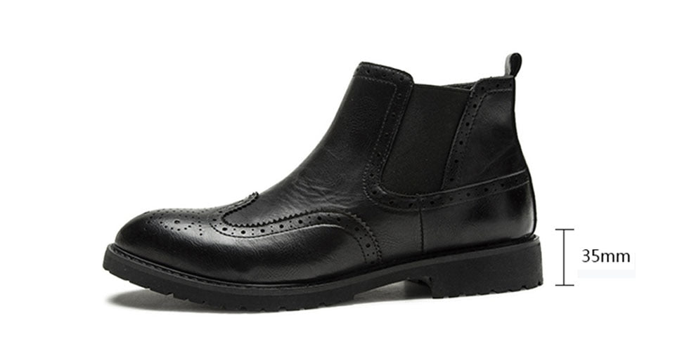 Mens Full Black Front Zipper Ankle Boots