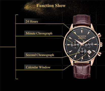 Men's Elegant Leather Band Quartz Watches