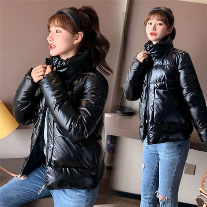 New Thick Glossy Puffer Padded Down Coat For Women