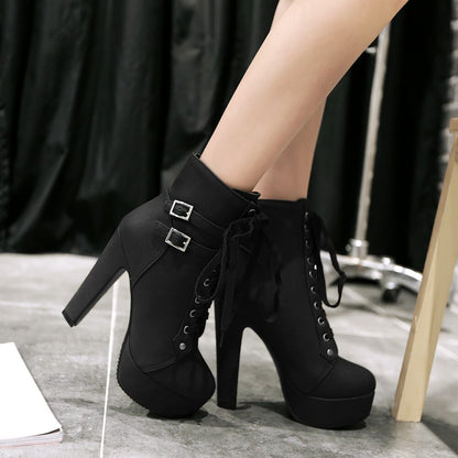 Womens Pretty Warm High Heel Ankle Boots