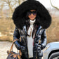 Fur Edge Hooded Warm Puffy Down Coat For Women