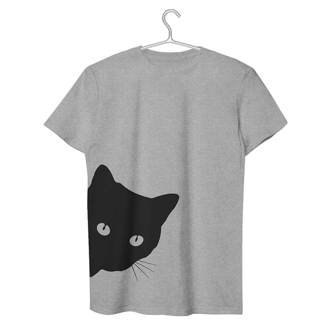 Women Black Cat Lover T-Shirts