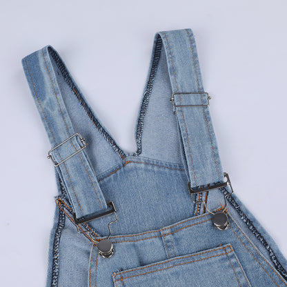 Women's New Blue Denim Jumpsuit Rompers