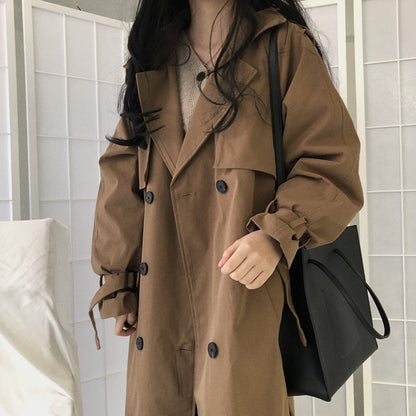 Women Chic Solid Khaki Coats