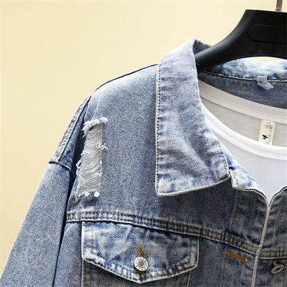 Chic Stylish Women Printed Jean Coat Jacket