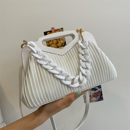 New Luxury Braided Design Woven Chain Leather Bag For Women