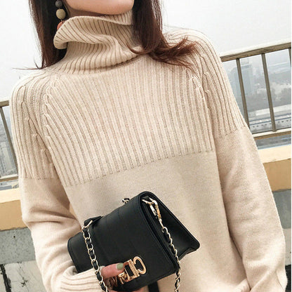 Women Turtleneck Stretch Striped Sweaters