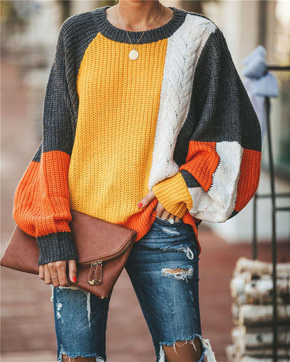 Women's Patchwork Loose Sleeve Sweaters