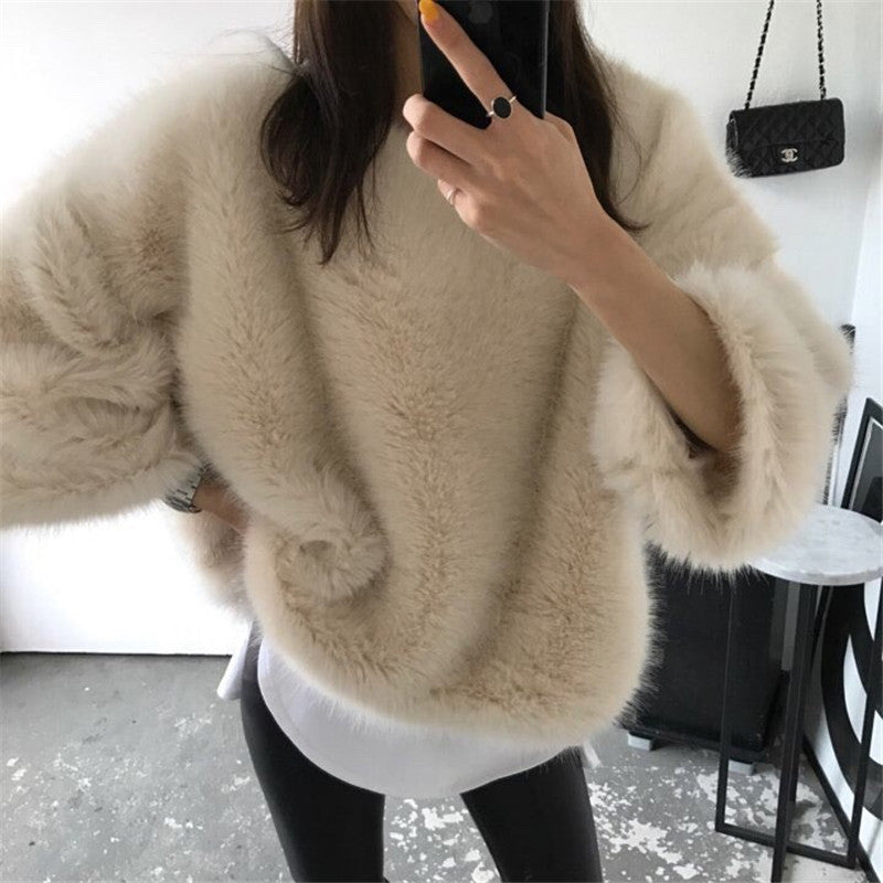 Women New Faux Fur Warm Sweaters