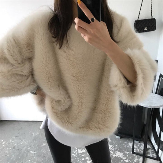 Women New Faux Fur Warm Sweaters