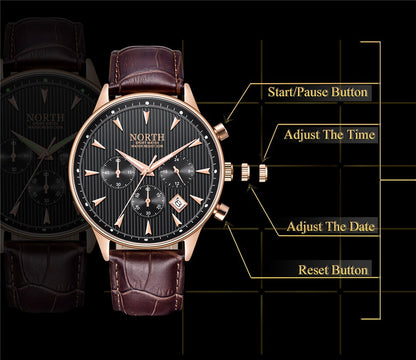 Men's Elegant Leather Band Quartz Watches