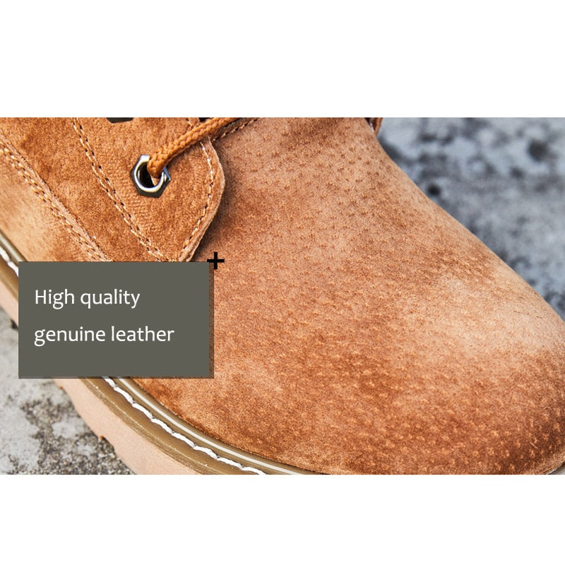 Womens Genuine Leather Plush Warm Inside Winter Snow Boots