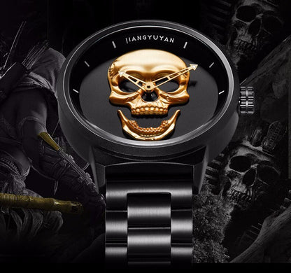 Mens Skull Dial Creative Quartz Analog Watches