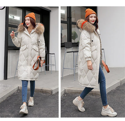 Women's Fur Hooded Slim Long Parka