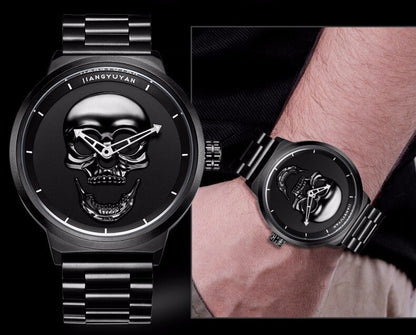 Mens Skull Dial Creative Quartz Analog Watches