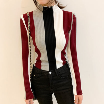 Women's Slim Color Striped Sweaters