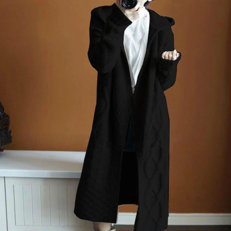 Women Trendy Hooded Long Cardigan