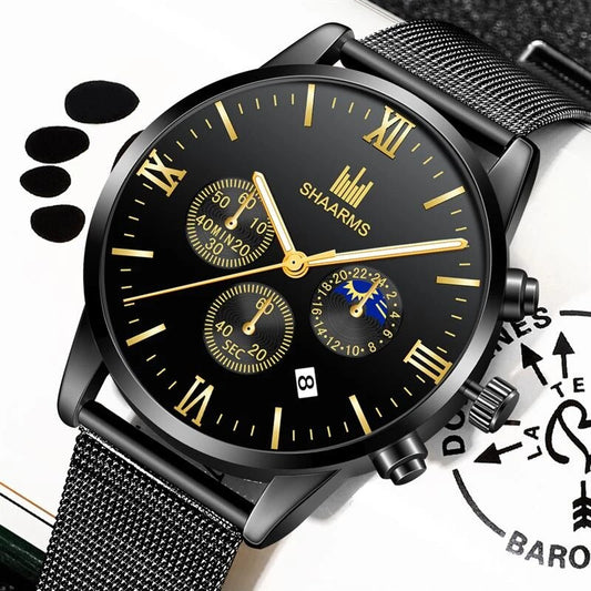 Mens Casual Ultra Thin Black Dial Analog Watches