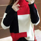 Women's Red Black White Harmony Knit Oversized Sweaters