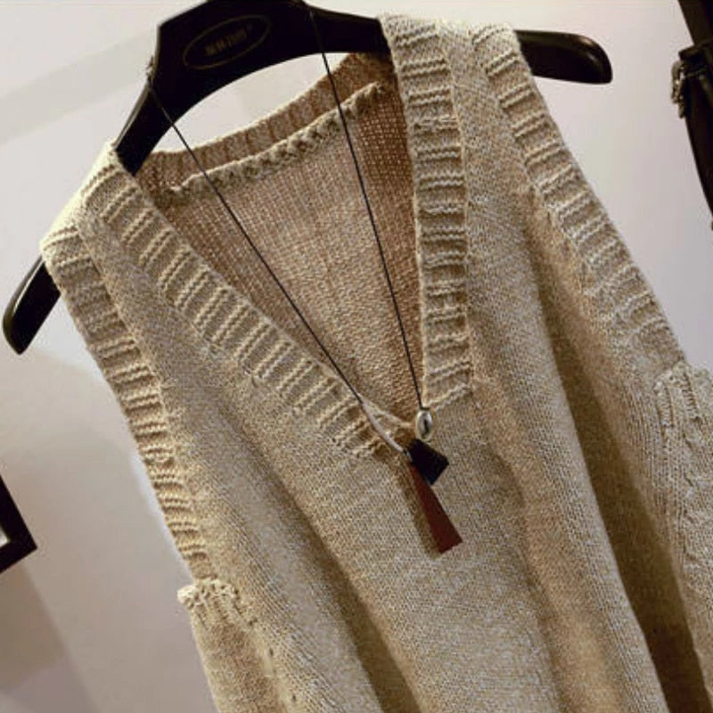 Korean Style Plus Size Autumn Sleeveless Vest For Women