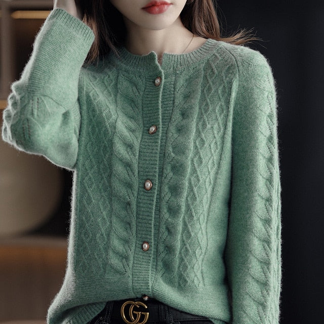 New Autumn Spring Style Buttoned Women's Thick Cardigan