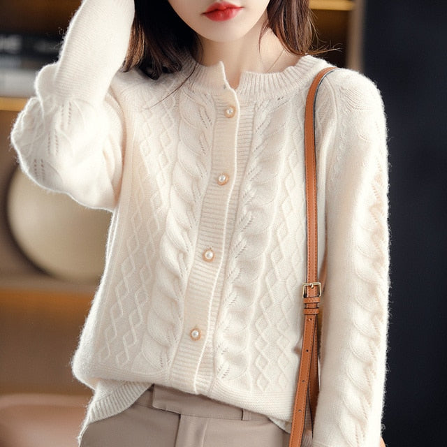 New Autumn Spring Style Buttoned Women's Thick Cardigan