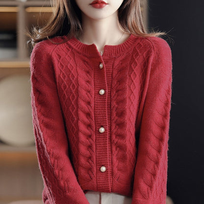 New Autumn Spring Style Buttoned Women's Thick Cardigan