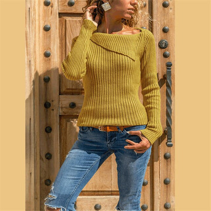 Women's Slash Neck Slim Sweaters