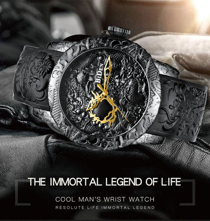 Mens Dragon Designed Waterproof Analog Watches