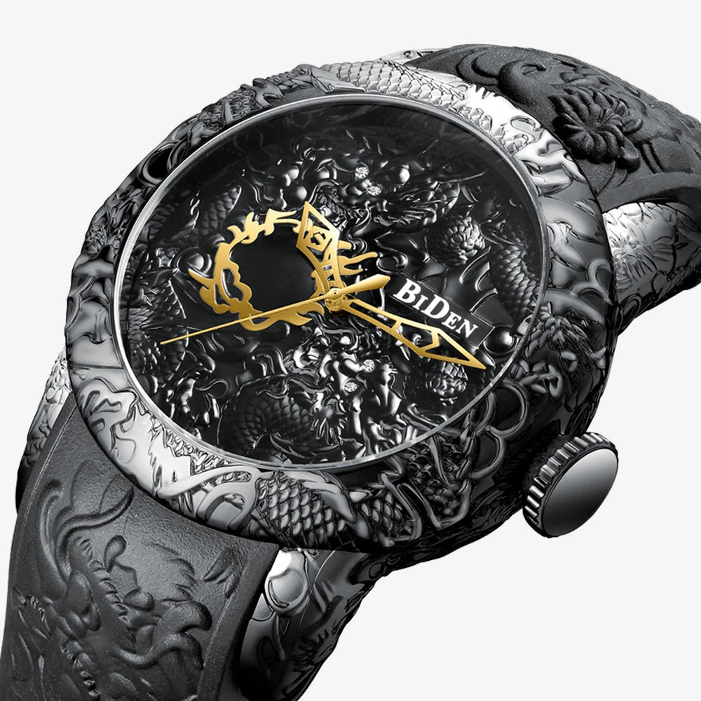 Mens Dragon Designed Waterproof Analog Watches
