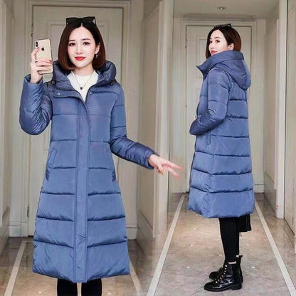 Womens Knee Length Windproof Hooded Coat Parka