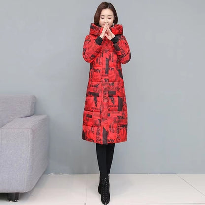 Womens Knee Length Windproof Hooded Coat Parka