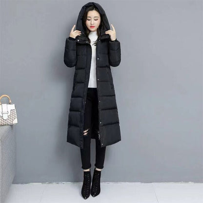 Womens Knee Length Windproof Hooded Coat Parka