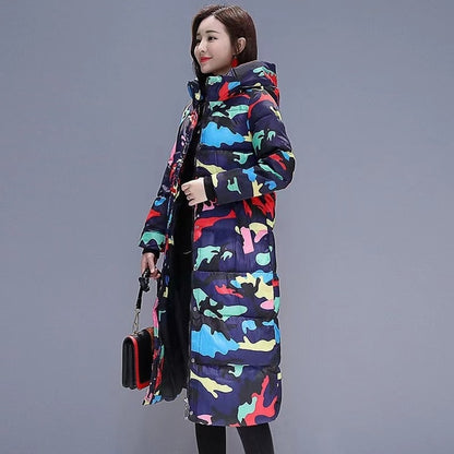 Womens Knee Length Windproof Hooded Coat Parka