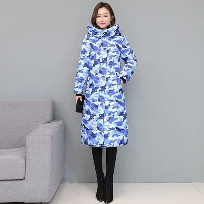 Womens Knee Length Windproof Hooded Coat Parka